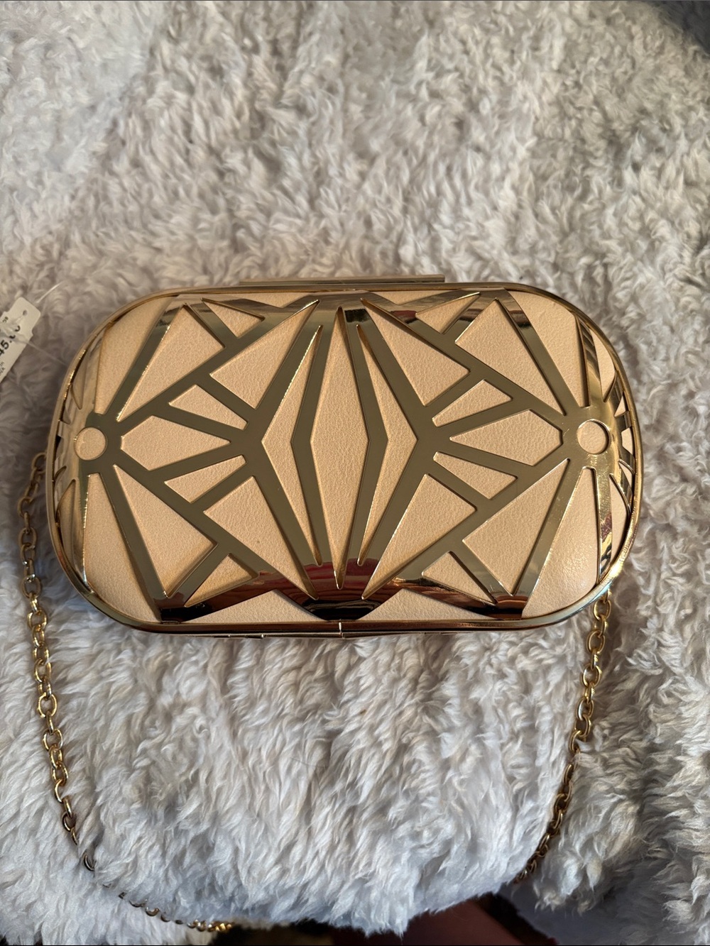 Aldo Rose Gold Geometric Metallic Clutch